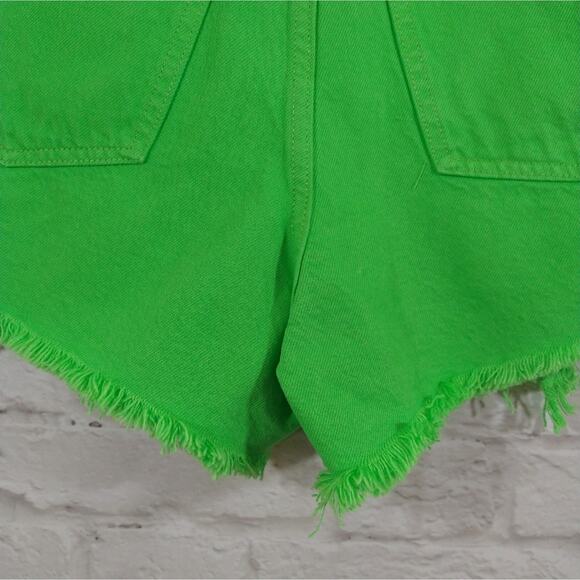 F Urban Outfitters BDG Bright Neon Green Shorts Distressed A-Line Denim NWT 27 - Picture 7 of 8